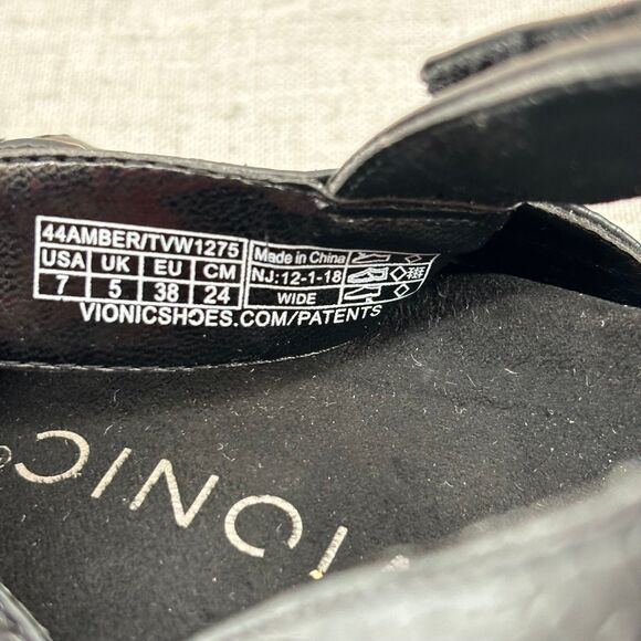 Vionic Amber Adjustable Sandals Strappy Black Crocodile Women's Size 7 - Picture 8 of 10